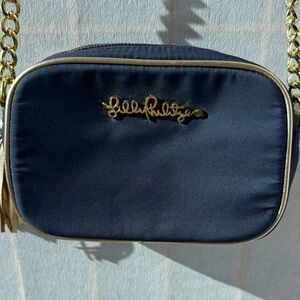Lilly Pulitzer Midnight Blue Crossbody Bag with Gold Chain